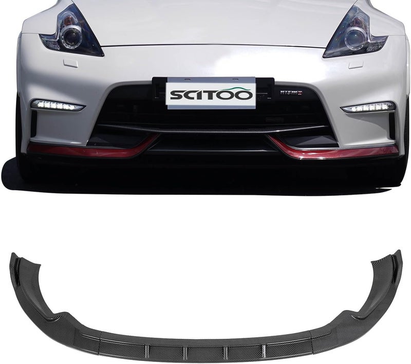 SCITOO شفاط أمامي بلمسة كربونية لامعة بتصميم GT يناسب نيسان 370Z من 2013-2020، سبويلر أمامي من مادة PP - Image 1